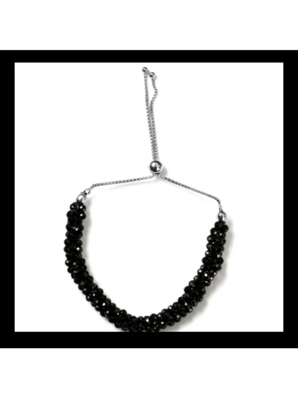 Genuine New Thai Black Spinel Beaded 925 Bolo Bracelet